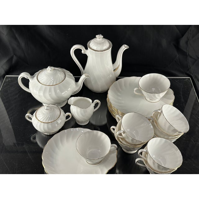 Vintage English Tea & Coffee Set – Royal Tuscan Bone China Dover Pattern, Service for 10 - 24pcs For Sale In Boston - Image 6 of 11