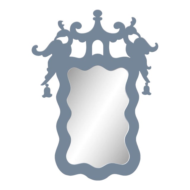 Fleur Home x Aldous Bertram Rococo Mirror in Bachelor Blue, 28x38 For Sale