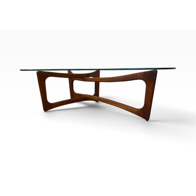 Adrian Pearsall Mid-Century Modern Adrian Pearsall Glass Top Walnut Coffee Table For Sale - Image 4 of 6
