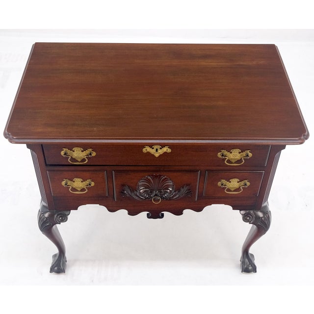 Brown Chippendale Style Carved Mahogany Ball & Claw 4 Drawer Low Boy Dresser For Sale - Image 8 of 12