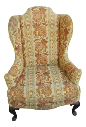Early 1900s Queen Anne Tall Large Side Accent Wing Chair 6196