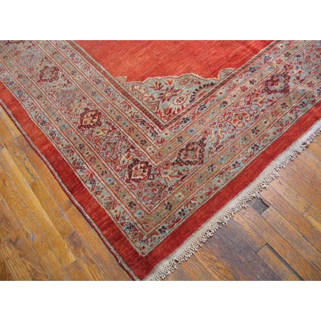 Late 19th Century 1890s Orange Solid Rustic Antique Sultanabad Persian Rug 12'4" X 16'0" Handknotted Wool Carpet For Sale - Image 5 of 6