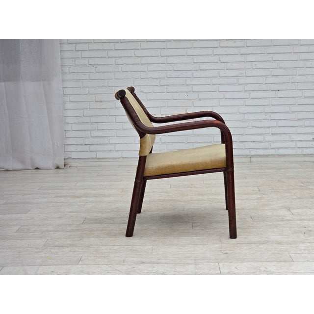 Scandinavian Armchairs with Furniture Velour and Bamboo, 1980s, Set of 2 For Sale - Image 10 of 18