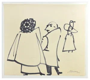 Mino Maccari, Figures, Ink Drawing, 1960s