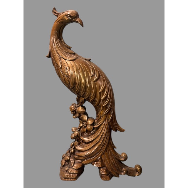 Wood Vintage Syroco Wood Figural Peacock Statue Sculpture For Sale - Image 7 of 7