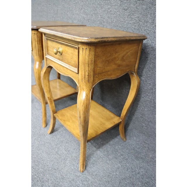 Stanley Furniture Cherry & Burlwood Top Nightstands/Pair For Sale - Image 11 of 11