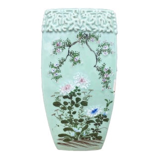 Antique 19th Century Hand Painted Celadon Garden Seat For Sale