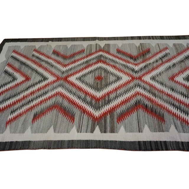 Textile 1920s Antique Artistic Tribal Geometric Flatweave Native American Navajo Rug For Sale - Image 7 of 9