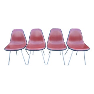 Vintage 1970s Herman Miller Shell Chairs With Alexander Girard Style Naugahyde, Set of 4 For Sale