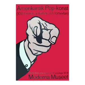 1964 Roy Lichtenstein 'Amerikansk Pop-Konst' Pop Art Pink,Black & White Serigraph
