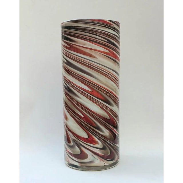 Cylindrical Swirl Murano Glass Vase, 1970s For Sale - Image 9 of 9