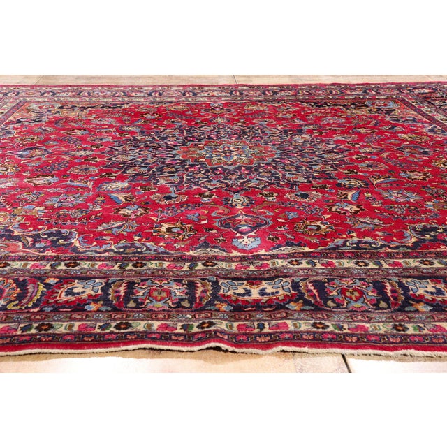 Red Antique Persian Mashhad Rug, 09'09 X 09'10 For Sale - Image 9 of 10
