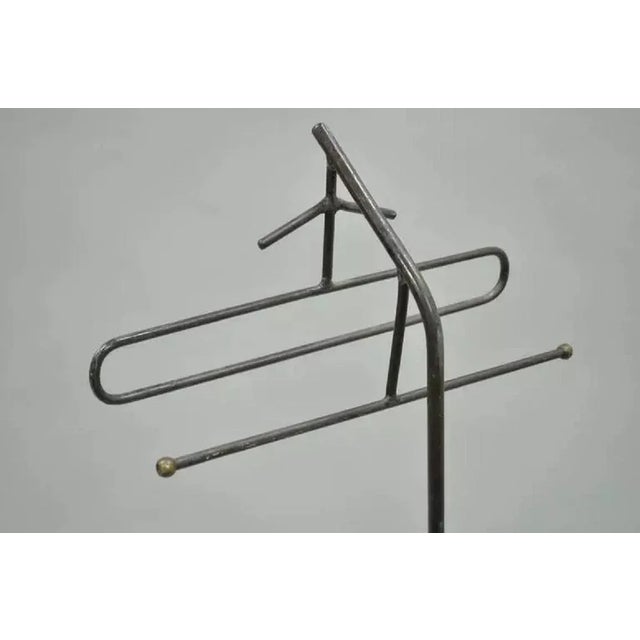 Mid-Century Modern Vintage Modernist Jacques Adnet Style Wrought Iron Hairpin Clothing Valet For Sale - Image 3 of 10