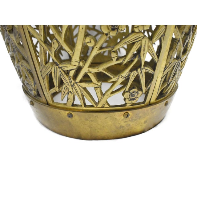 Brass Asian Bamboo Fretwork Phoenix Birds Garden Stool For Sale - Image 9 of 10