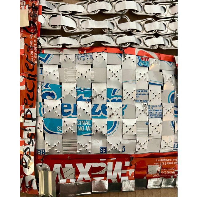 Metal Ross Palmer Beecher, Abstract Red Blue Folk Art Americana Flag Can Tapestry Quilt Ross Palmer Beecher, c.1988 For Sale - Image 7 of 18