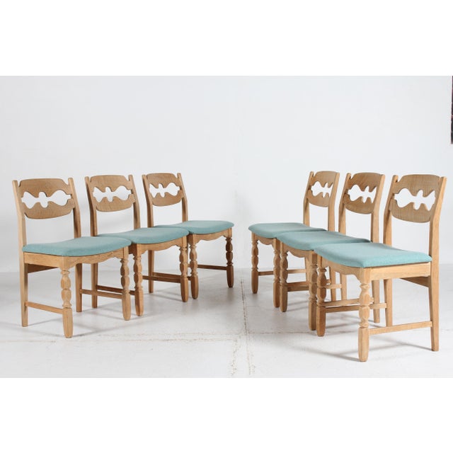 Vintage Danish Razor Blade Chairs in Oak by Henning Kjærnulf, 1970s, Set of 6 For Sale - Image 12 of 12