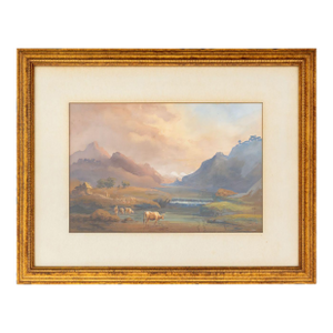 Continental School Pastoral Scene Watercolor