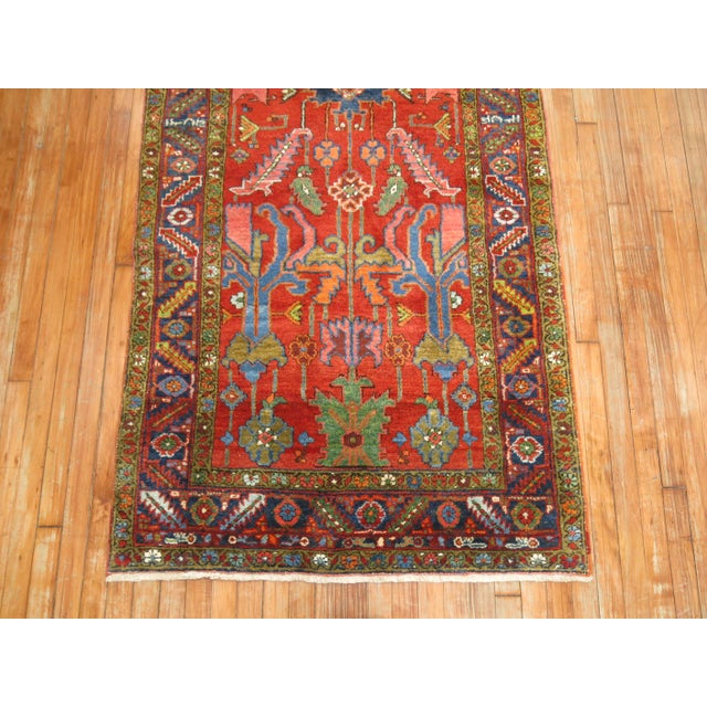 Textile Early 20th Century Antique Heriz Runner - 3'7" x 7'7" For Sale - Image 7 of 9