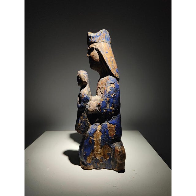 Wood 12th Century Seated Virgin with Child Sedes Sapientiae, Spain For Sale - Image 7 of 18