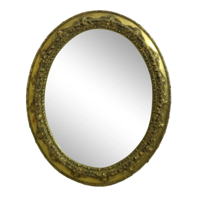 Vintage Oval Framed Carved Gold Mirror For Sale In Philadelphia - Image 6 of 6