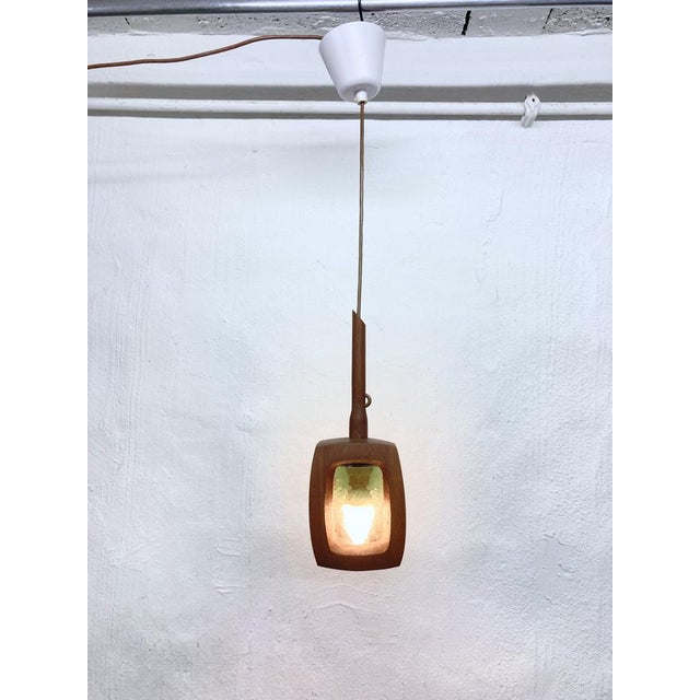 Wood Pendant Lamp in Teak and Glass attributed to AB Stilarmatur, Tranås, Sweden, 1960s For Sale - Image 7 of 12