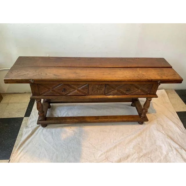 1980s French Style Louis Xviii Hand Carved Drop Leaf Console / Dining Table For Sale - Image 9 of 12