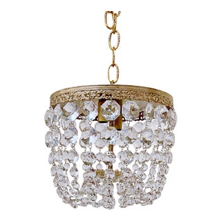1950s Italian Brass Basket Chandelier For Sale