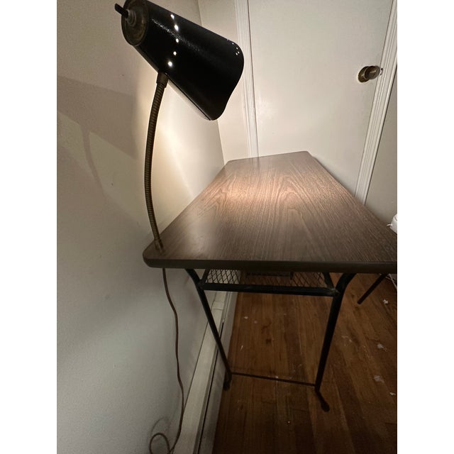 1960s Mid-Century Arthur Umanoff Desk W/Lamp, 4 Wrought Iron Shelves, Matching Chair - Set of 2 For Sale - Image 12 of 12