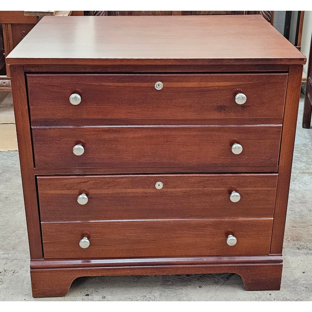 Refinished, Late 20th Century Walnut Stanley Furniture Two-Drawer Lateral Filing Cabinet Measure 40.5" in width and 22" in...