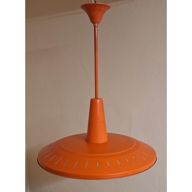 Vintage Belgian Ceiling Lamp in Orange Painted Aluminum, 1960s For Sale - Image 4 of 8