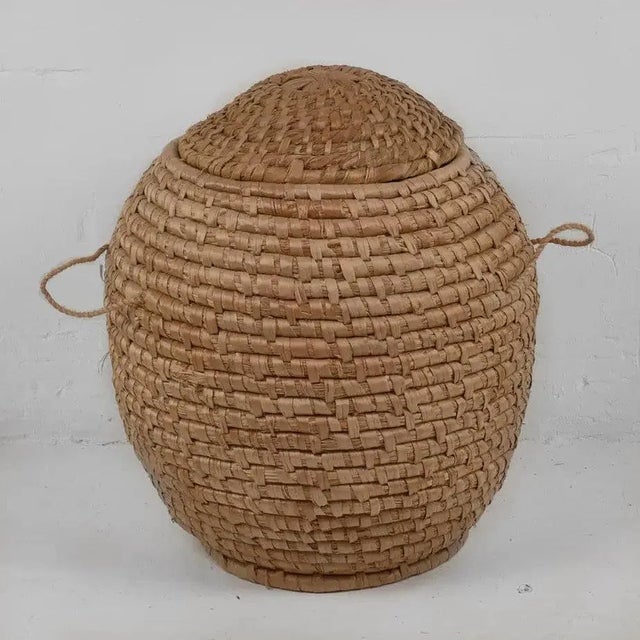 Wicker Basket with Lid, 1930s For Sale - Image 4 of 10