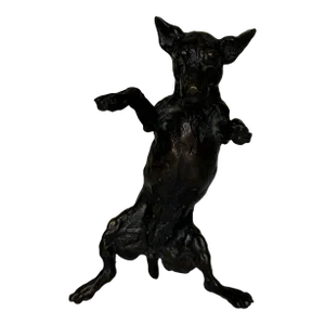 Late 20th Century First Edition British Standing Dog Jack Russell Patinated Bronze Sculpture by Lucy