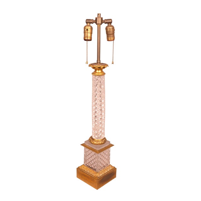 Baccarat Style Cut Glass and Bronze Mounted Table Lamp For Sale In Boston - Image 6 of 9