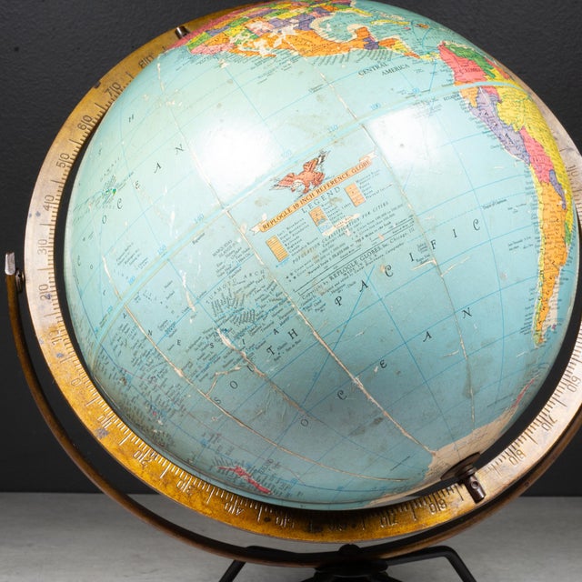 Mid-Century Modern Vintage Mid-Century Replogle 12" World Globe on Atomic Wire Stand (C. 1954–1958) For Sale - Image 3 of 7