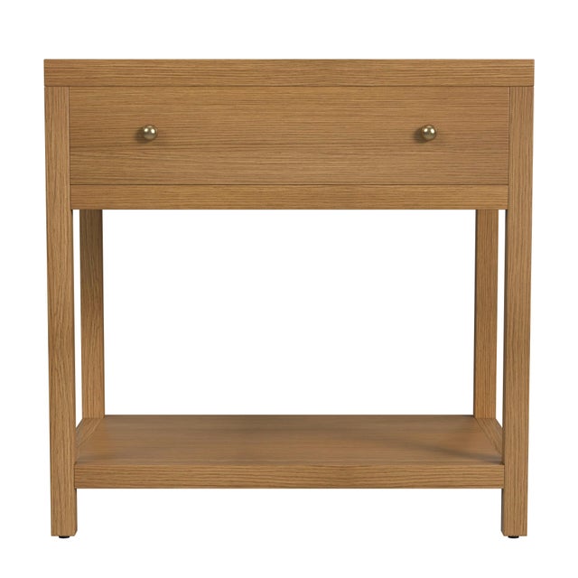 Spritely Home Accent Furniture Nora 30 in. W Rectangular Wood 1 Drawer Wide Nightstand with Lower Open Shelf, Light Natural For Sale - Image 4 of 8