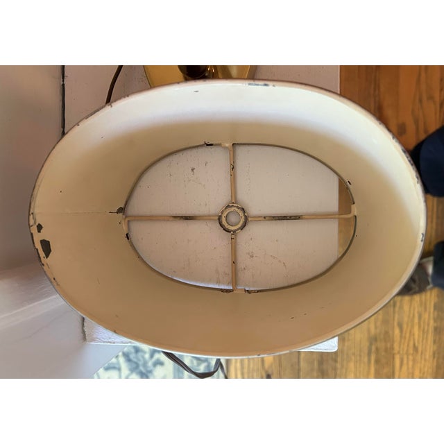 English Early 20th Century Small Double Bouillotte Lamp With Red Tole Shade For Sale - Image 3 of 9