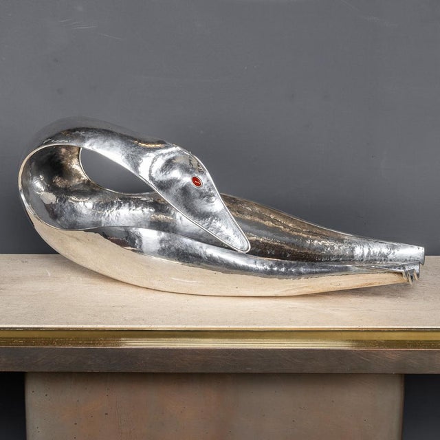 Italian Silver Baguette Tray in the form of Swan by Finzi, 1970s For Sale - Image 15 of 16
