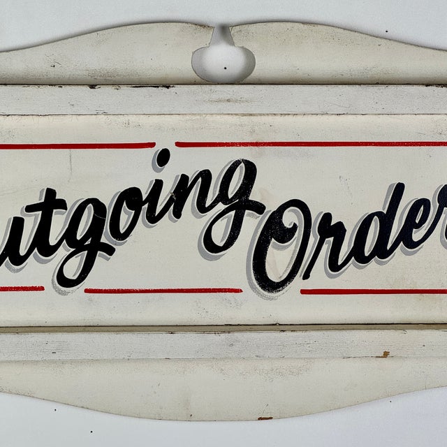 Vintage American Salvaged Diner "Outgoing Orders" Wood Sign With Elaborate Frame For Sale - Image 4 of 9