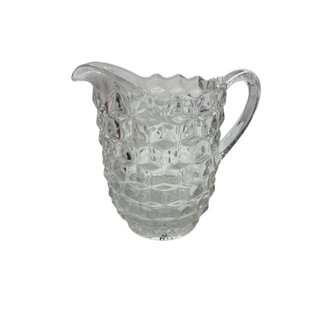 Transparent Mid 20th Century Art Deco Fostoria American Pattern Cube Glass Pitcher For Sale - Image 8 of 14