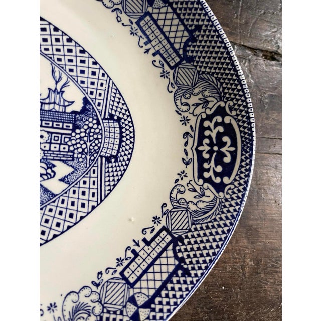 Mid-Century Modern Large Vintage Oval Blue Willow Platter For Sale - Image 3 of 5
