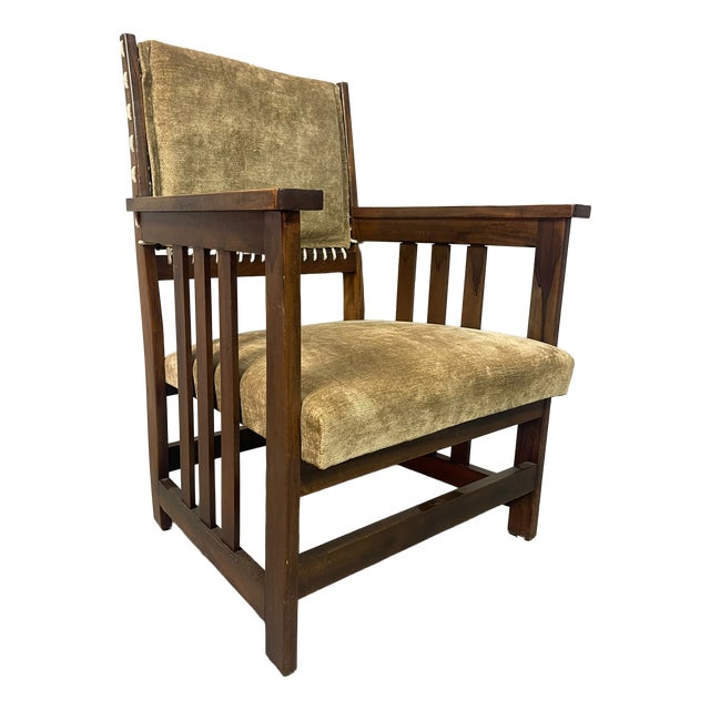 Antique Dutch Haagse School Oak Armchair by L.O.V. Meubelfabriek, Oosterbeek, the Netherlands, 1920s For Sale