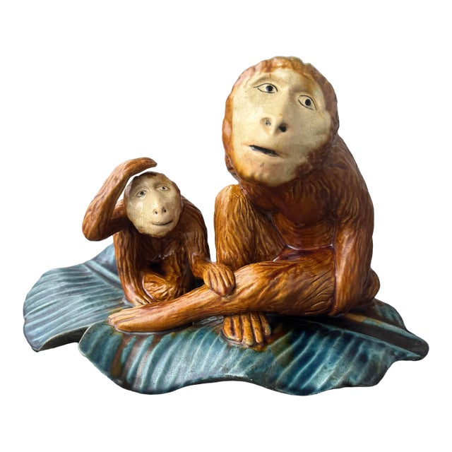 English Majolica Ceramic Monkeys For Sale