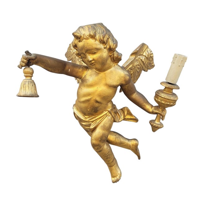 19th Century Winged Putto in Gilded Wood, Italy For Sale - Image 17 of 17