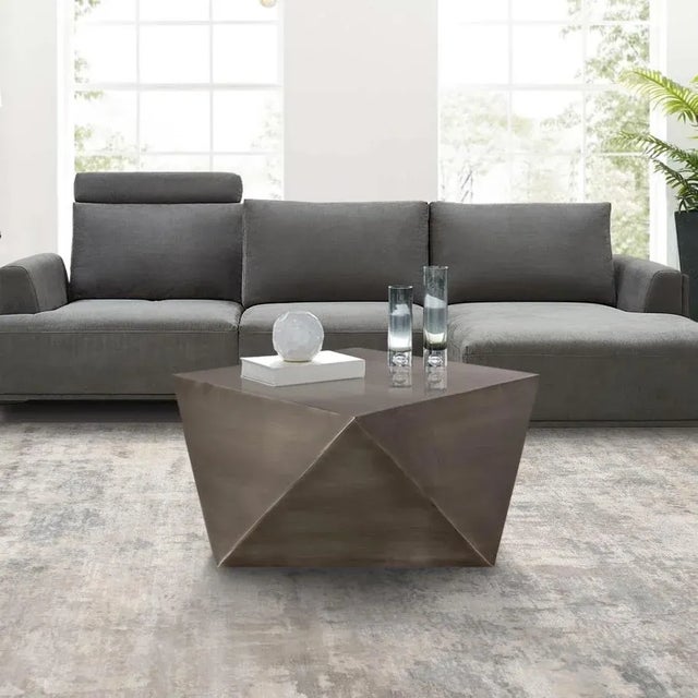 Pasargad Home Dimitri Zink Antique Finish Coffee Table, Grey For Sale In New York - Image 6 of 7