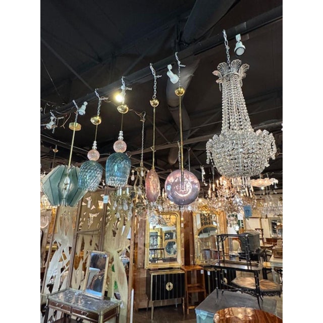 Early 21st Century Contemporary Murano Glass Lollipop Pendant in Lavender For Sale - Image 5 of 6