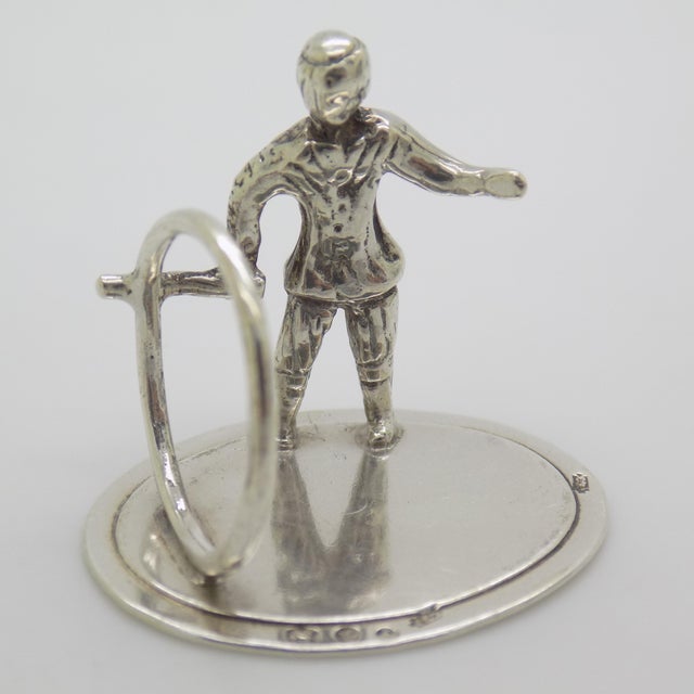 1970s Vintage Dutch Handmade Genuine Silver 835 Child with Hoop Figurine, 1970s For Sale - Image 5 of 11