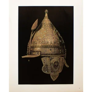 "16th Century Parade Helmet", Original 1940s Gold-Foiled Swiss Photogravure