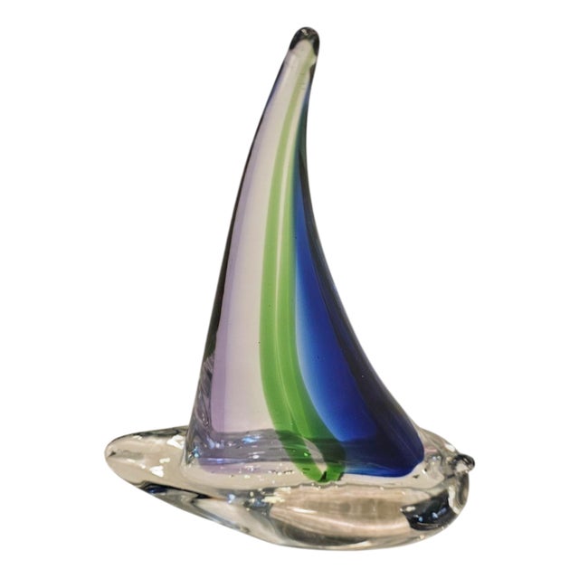 Murano Glass Sailing Boat, 1980s For Sale