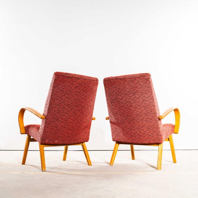 Lounge Chair in Tufted Orange Jacquard Standard Seat by Jaroslav Šmídek, 1950s For Sale - Image 6 of 10