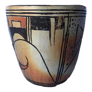 Traditional Hopi Tewa Polychrome Short Signed Sd Cylinder Vase Pottery 3.75"